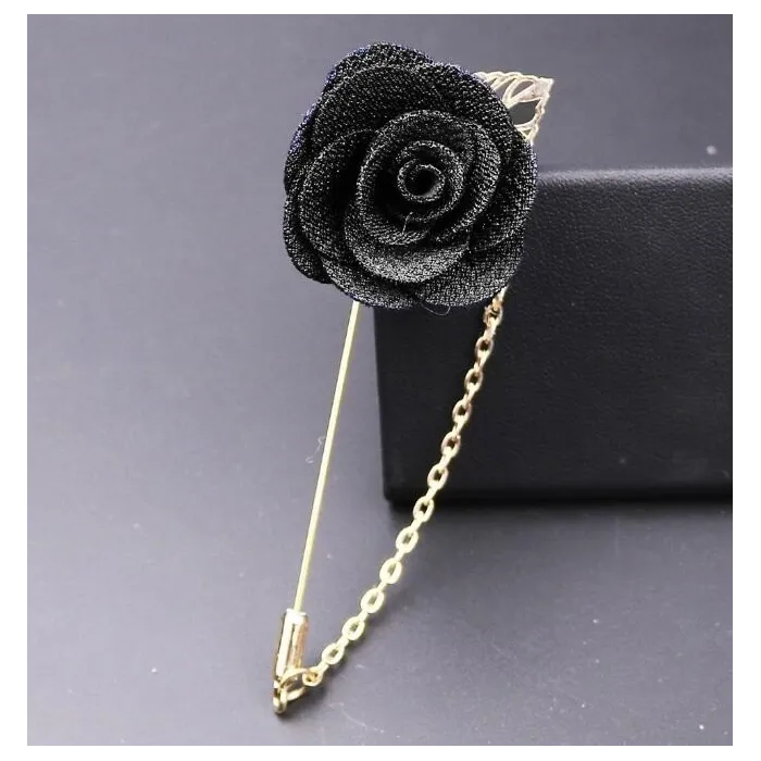 Modische Brosche mit Rose / Kette - lange Nadel - unisex