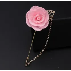 Modische Brosche mit Rose / Kette - lange Nadel - unisex