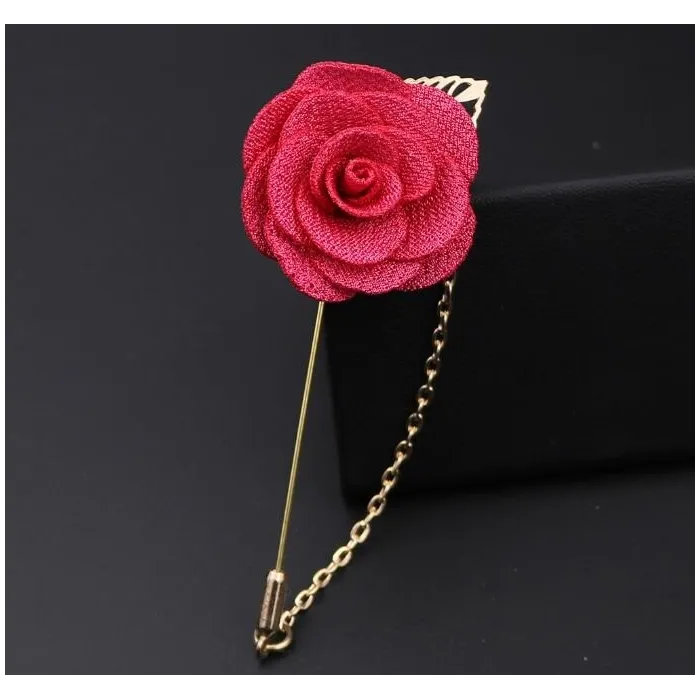Modische Brosche mit Rose / Kette - lange Nadel - unisex