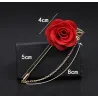 Modische Brosche mit Rose / Kette - lange Nadel - unisex