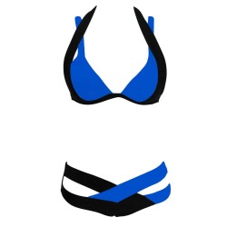 Sexy two-piece bikini set - neck tied-up - two-colorBeachwear
