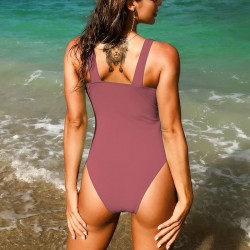 Sexy one piece swimming suit - open V-neck - with push up