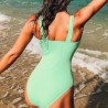 Sexy one piece swimming suit - open V-neck - with push up