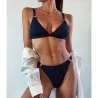 Sexy ribbed bikini set - push up - metal decorationsBeachwear