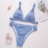 Sexy ribbed bikini set - push up - metal decorationsBeachwear