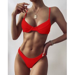 Sexy ribbed bikini set - Brazilian style - with push up