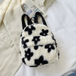 Kleiner Plüschrucksack - mit Reißverschluss - Blumendruck