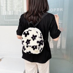 Kleiner Plüschrucksack - mit Reißverschluss - Blumendruck