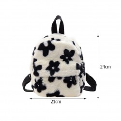 Kleiner Plüschrucksack - mit Reißverschluss - Blumendruck