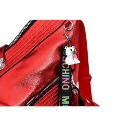 Fashionable backpack - anti-theft zippers - with decorative keychainBackpacks