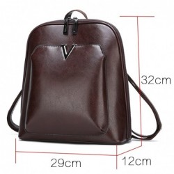 Luxurious vintage backpack - leather shoulder bag - with decorative V letterBackpacks