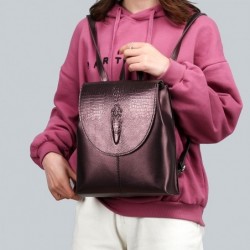 Fashionable leather backpack - shoulder bag - snakeskin patternBackpacks