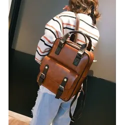 Vintage Lederrucksack - mit Anti-Diebstahl-Reißverschlüssen / Schnallen - wasserdicht