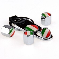 Italian flag - metal car valve caps - with wrench - keychainWheel parts