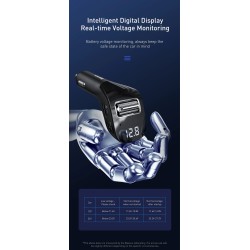 Baseus - FM-Transmitter - AUX - Bluetooth - Dual-USB - Autoladegerät - Freisprecheinrichtung - MP3-Player