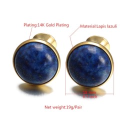 Luxurious round cufflinks - with blue lapis stoneCufflinks