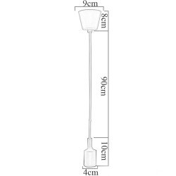 E27 - Deckenlampenfassung - Fassung - Silikonseil - 90cm