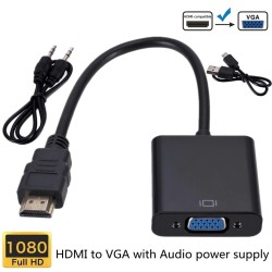 HD 1080P HDMI-zu-VGA-Kabel - Adapter - Konverter mit Audio-Netzteil