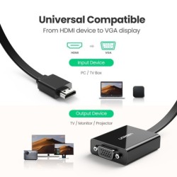 UGREEN - aktiver HDMI-zu-VGA-Adapter - mit 3,5-mm-Audiobuchse - 1080P