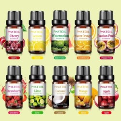 Fruit essential oils - strawberry / mango / watermelon / passion fruit - for diffusers / baths / cosmetics - 10 piecesHumidif...