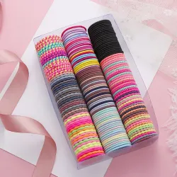 Elastic hair bands - colorful nylon - 50 piecesHair clips