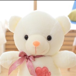 Plush bear - with embroidered hearts / colorful LED lights - toyCuddly toys