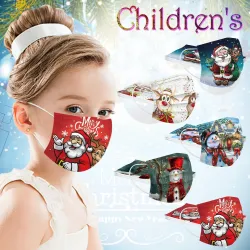 Gesichts-/Mundschutzmasken - Einweg - 3-lagig - für Kinder - Weihnachtsmotive - 10 Stück