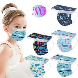 Protective face / mouth masks - disposable - 3-ply - for children - fish printed - 50 piecesMouth masks