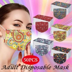 Gesichts-/Mundschutzmasken - Einweg - 3-lagig - für Erwachsene - Petersilienblütendruck - 50 Stück