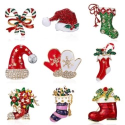 Fashionable Christmas brooches - with crystals - hat - socks - double candy caneBrooches