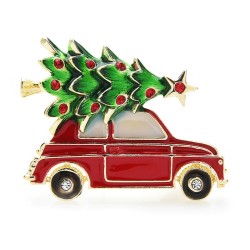Modische Brosche mit Auto / Weihnachtsbaum