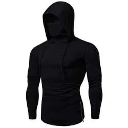 Herren Langarm-Hoodie - mit Gesichtsbedeckung