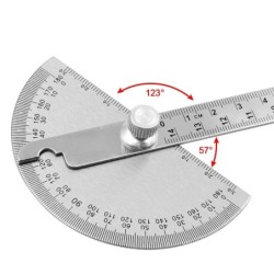 180 degree protractor - angle meter - measuring ruler - rotary - stainless steel - 0 - 145mmMeasurement