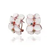 Flower shaped stud earrings - with multicolor zircon - rose goldEarrings