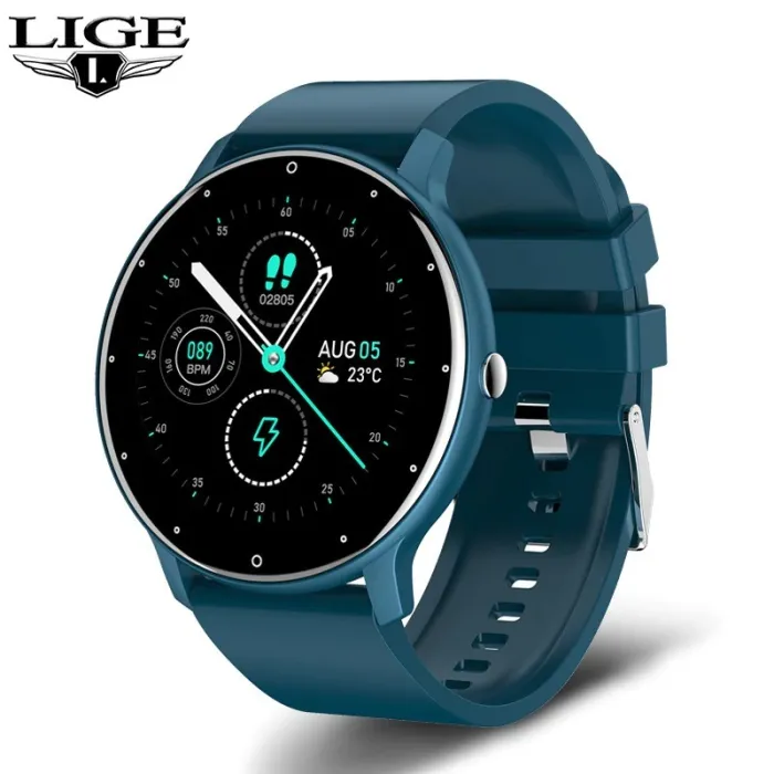 LIGE - Smart Watch - Full-Touchscreen - Fitness-Tracker - Blutdruck - Wasserdicht - Bluetooth - Android IOS