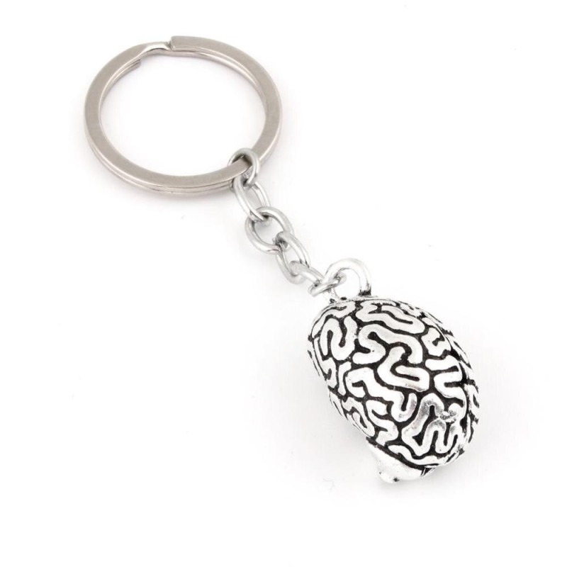 Metal keychain - with anatomical humans brainKeyrings