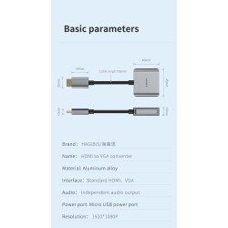 HDMI-kompatibler auf VGA-Adapter - Micro-USB - mit Video-/Audioleistung - 1080p