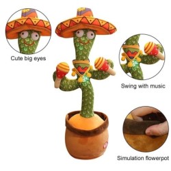 Electric cactus with Spanish sombrero - funny plush doll - twisting / dancing / recordingToys