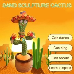Electric cactus with Spanish sombrero - funny plush doll - twisting / dancing / recordingToys