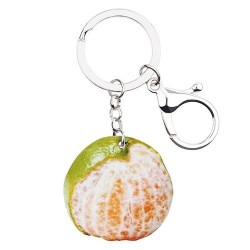 Schlüsselanhänger aus Metall - mit Acryl-Mandarine
