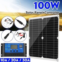 Solarpanel – 100 W – Dual 12 V/5 V USB – mit Controller – wasserdicht – Batterieladegerät