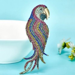 Fashionable brooch with big crystal parrotBrooches