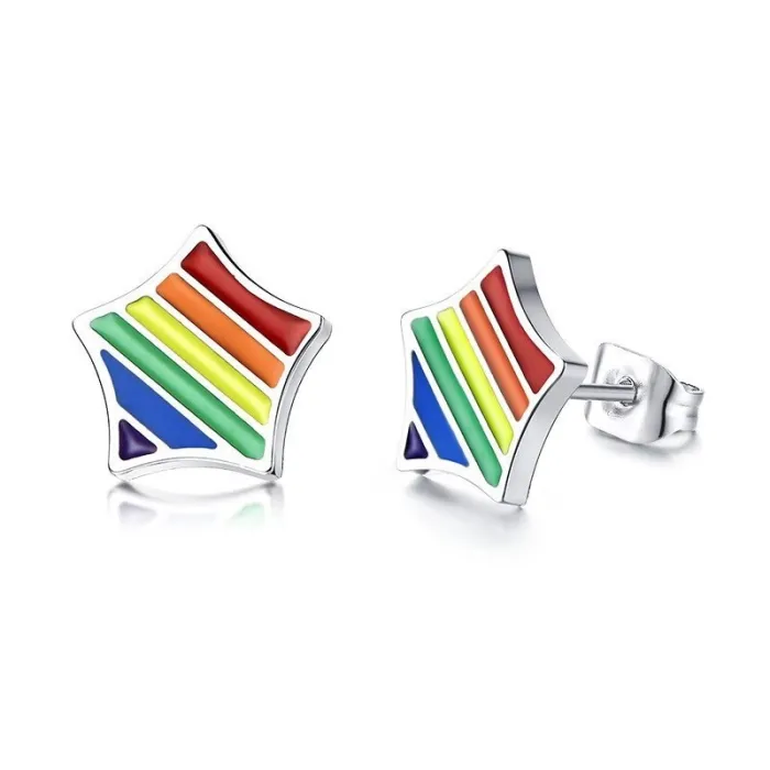 Regenbogenstern-Ohrstecker - Edelstahl - Unisex