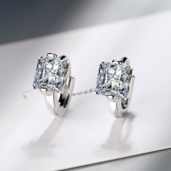 Luxurious small round earrings - with crystal - 925 sterling silverEarrings