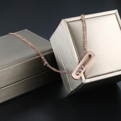 Elegant necklace - with sliding crystals - stainless steelNecklaces