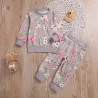 Klassisches Set für Kinder - Langarmpullover - Hose - mit Blumendruck
