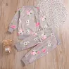 Klassisches Set für Kinder - Langarmpullover - Hose - mit Blumendruck