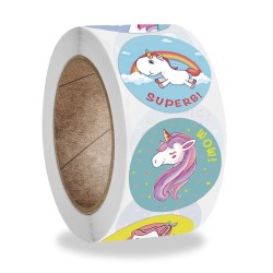 Dekorative runde Sticker - Belohnungsetiketten - für Kinder - Einhorn / Sonne / Wolke / Dankeschön / Super
