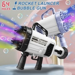 Electric bubble gun / machine - with cooling fan / lights - 64-holesToys