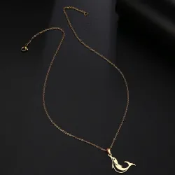 Springender Delphin-Anhänger - mit Kette - Edelstahl